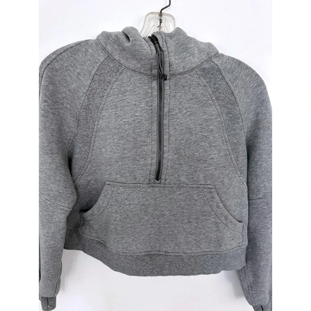 Lululemon Scuba Oversized Hoodie Womens Small Grey 1/2 Zip Pullover Thumbholes - Picture 4 of 6